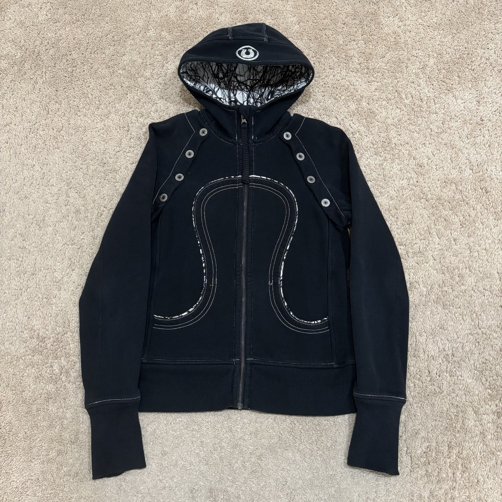 Lululemon Scuba Full Zip Hoodie Womens 6 Black Yoga Special Edition Detachable